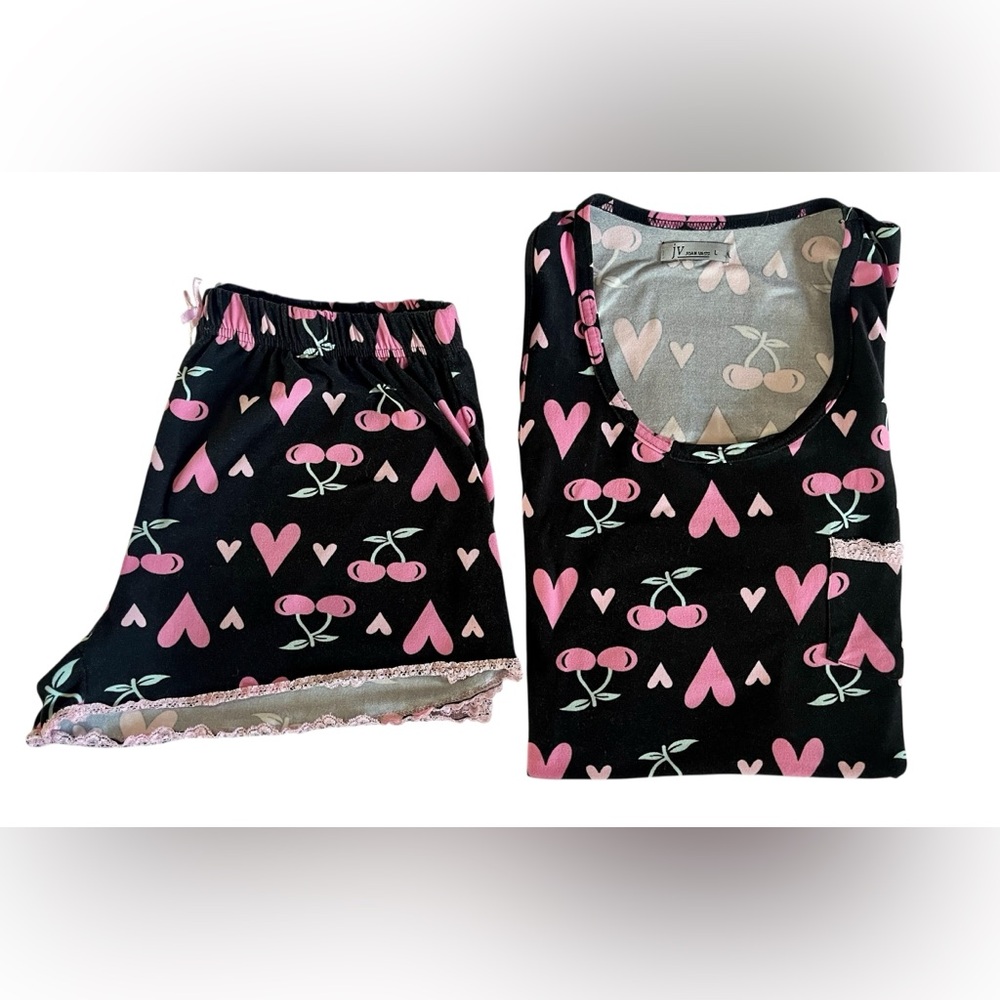 Pink and Black Heart Cherry Pajama Set